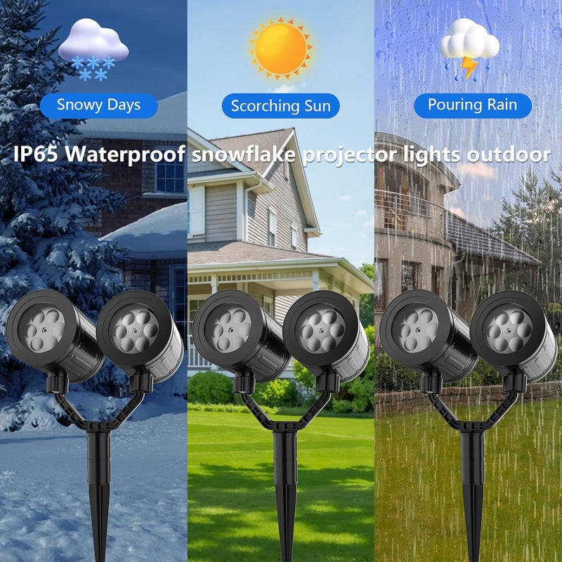 Kitloo 2025 Upgraded Double Head Christmas Snowflake Projector Lights Outdoor, Timing Mode, IP65 Waterproof, 360°Roating LED Christmas Lights, for Xmas Holiday Party Christmas Decoration, Indoor, Houses - Image 5